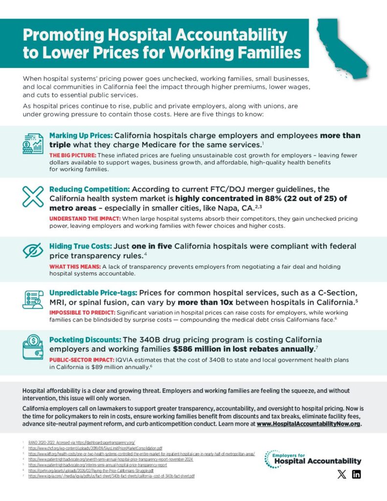 One Pager: Promoting Hospital Accountability to Lower Prices for Working Families in CA