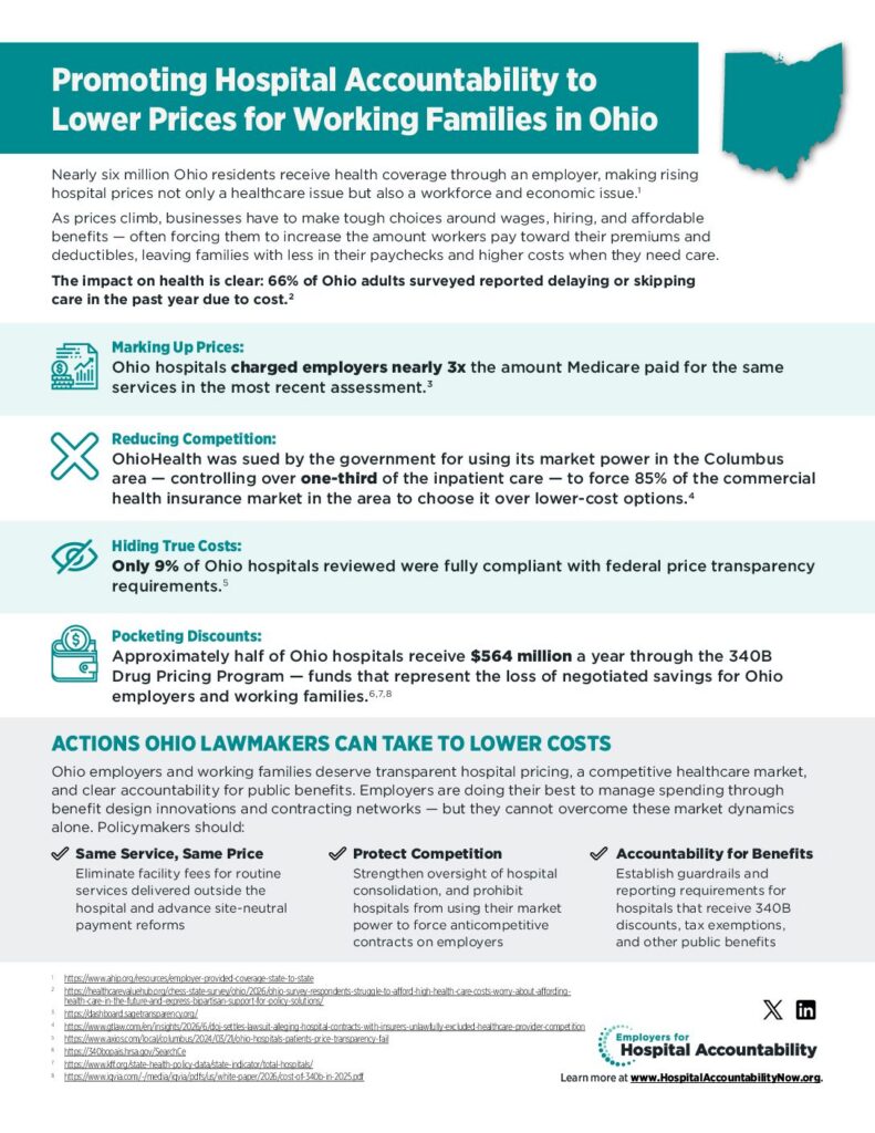 One Pager: Promoting Hospital Accountability to Lower Prices for Working Families in OH