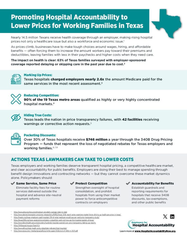 One Pager: Promoting Hospital Accountability to Lower Prices for Working Families in TX